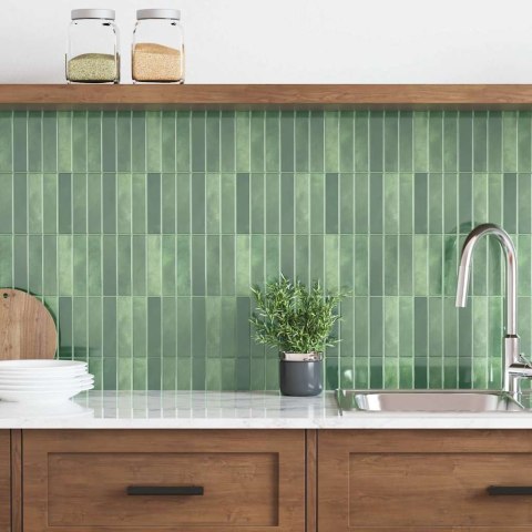 VidaXL Dekoracyjne naklejki 10 pcs Ciemna zieleń 29 x 22,9 x 0,8 cm