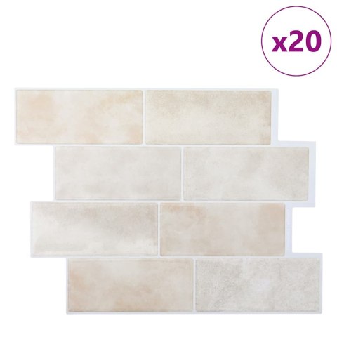 VidaXL Dekoracyjne naklejki 20 pcs Beżowy marmur 29,4 x 21,4 x 0,8 cm