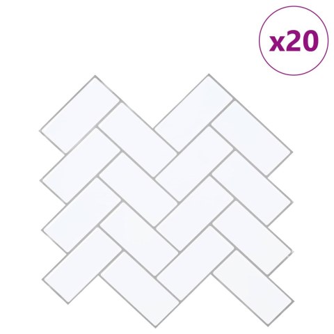 VidaXL Dekoracyjne naklejki 20 pcs Biały szary 30 x 30 x 0,8 cm