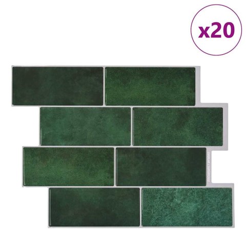 VidaXL Dekoracyjne naklejki 20 pcs Ciemna zieleń 29,4 x 21,4 x 0,8 cm