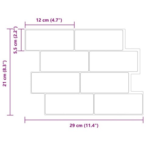 VidaXL Dekoracyjne naklejki 20 pcs Szary zielony 29,4 x 21,4 x 0,8 cm