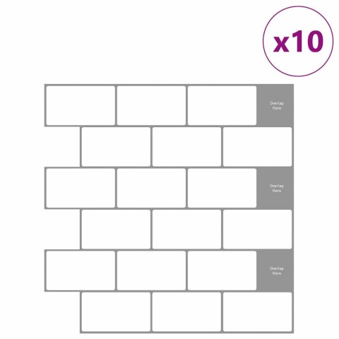 VidaXL Kafelka subway 10 pcs Biały szary 30,5 x 30,5 cm