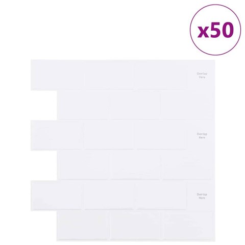 VidaXL Kafelka subway 50 pcs Biały 30,5 x 30,5 cm Poliuretan i PET