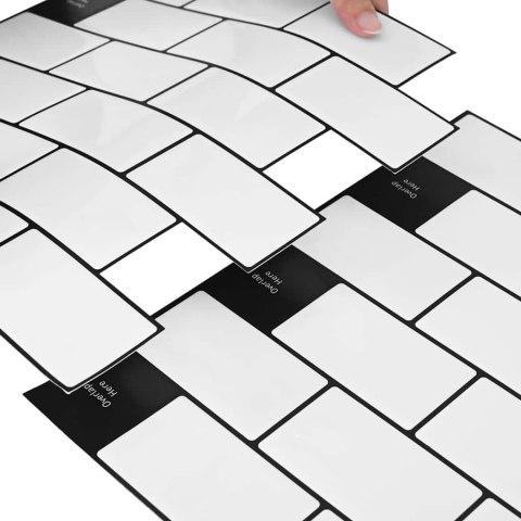 VidaXL Kafelka subway 50 pcs Biały czarny 30,5 x 30,5 cm