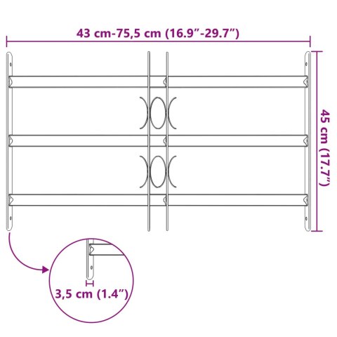 VidaXL Kratka Okienna Czarny 75.5 x 45 cm Stal malowana proszkowo