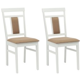 VidaXL Krzesło jadalniane 2 pcs Biały i brązowy Drewno Gumowe
