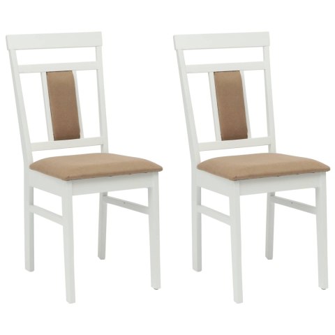 VidaXL Krzesło jadalniane 2 pcs Biały i brązowy Drewno Gumowe