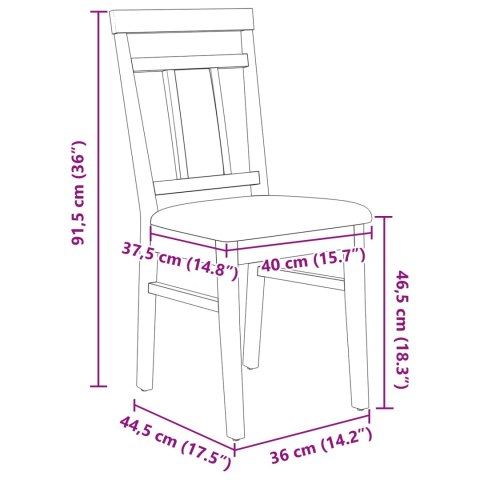 VidaXL Krzesło jadalniane 2 pcs Biały i brązowy Drewno Gumowe