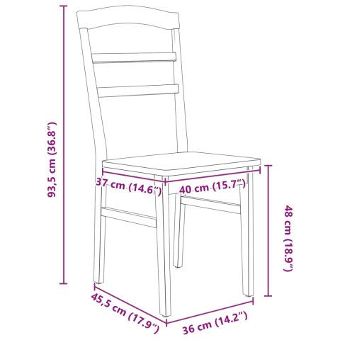 KRZESŁO JADALNIANE 2 SZT BIAŁY I NATURALNY DREWNO GUMOWE