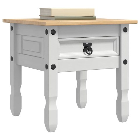 STOLIK KOŃCOWY BIAŁY 50X50X50CM LITE DREWNO SOSNOWE