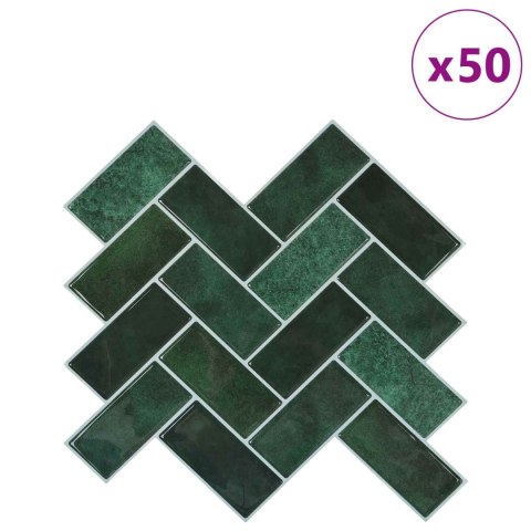 VidaXL Dekoracyjne naklejki 50 pcs Ciemna zieleń 30 x 30 x 0,8 cm