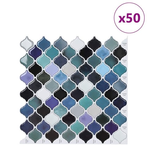 VidaXL Dekoracyjne naklejki 50 pcs Niebieskozielony 27 x 27 x 0.8 cm
