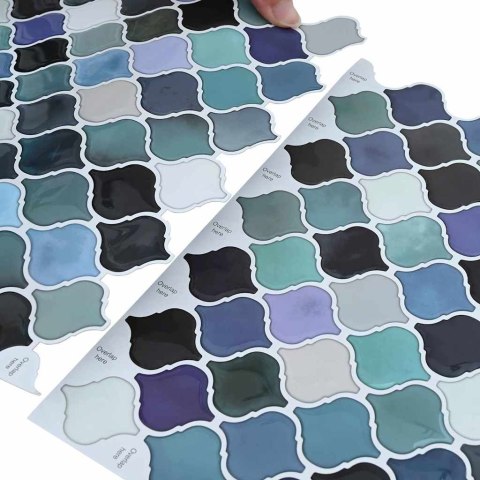 VidaXL Dekoracyjne naklejki 50 pcs Niebieskozielony 27 x 27 x 0.8 cm