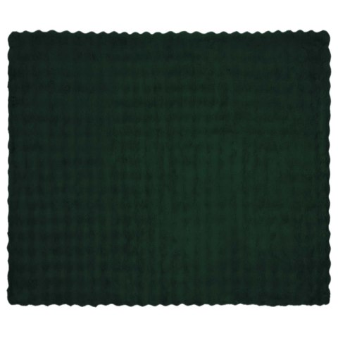 VidaXL Koc z futra sztucznego królika 4 pcs Ciemna zieleń 220 x 240 cm