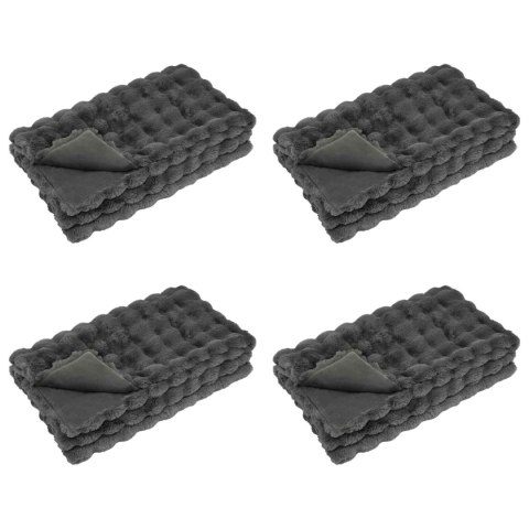 VidaXL Koc z futra sztucznego królika 4 pcs Ciemnoszary 150 x 220 cm