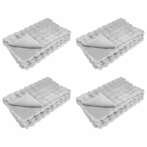 VidaXL Koc z futra sztucznego królika 4 pcs Szary 150 x 220 cm