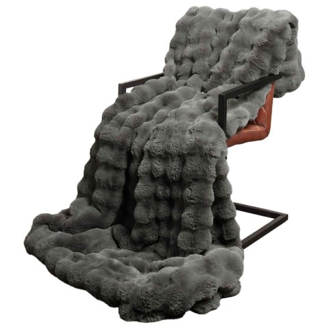 KOC Z FUTRA SZTUCZNEGO KRÓLIKA CIEMNOSZARY 240X270CM