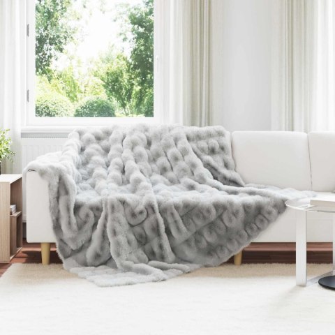 KOC Z FUTRA SZTUCZNEGO KRÓLIKA SZARY 240X270CM POLIESTER