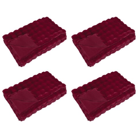 VidaXL Koc z futra sztucznego królika 4 pcs Bordeaux Czerwony