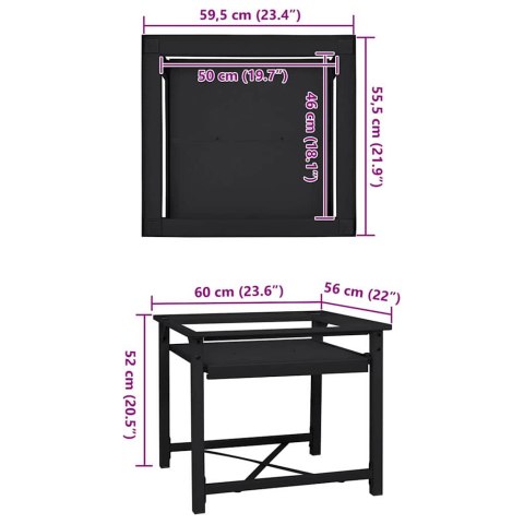 VidaXL Podstawka na Pralkę Czarny 64 x 55 x 32.5 cm Stal