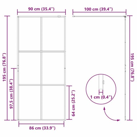 VidaXL Ściana prysznicowa typu walk-in Czarny 90 x 195 cm