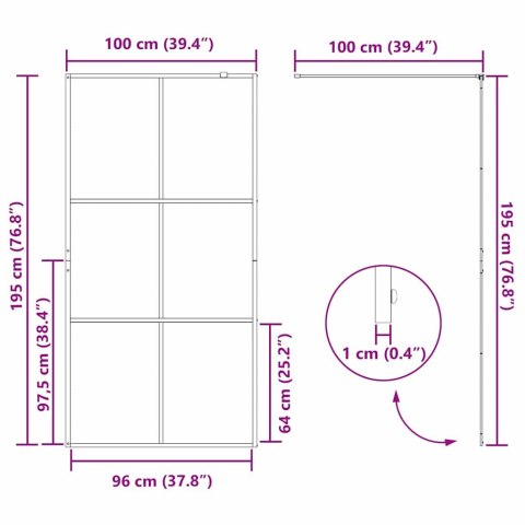 VidaXL Ściana prysznicowa typu walk-in złoty 100 x 195 cm