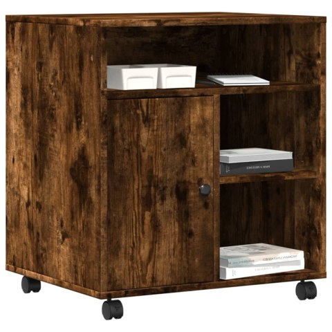 VidaXL Szafka pod drukarkę, z kółkami, przydymiony dąb, 60x50x67 cm