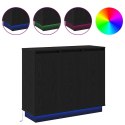 VidaXL Komoda LED Czarny Dąb 90 x 32 x 75 cm Materiał drewnopochodny
