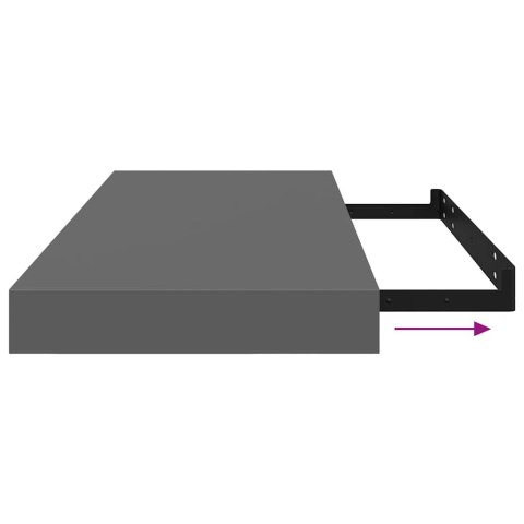 PÓŁKI ŚCIENNE 2 SZT. POŁYSK SZARE 60X235X38CM