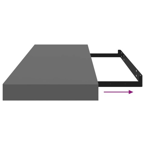 PÓŁKI ŚCIENNE 2 SZT POŁYSK SZARE 80X235X38CM