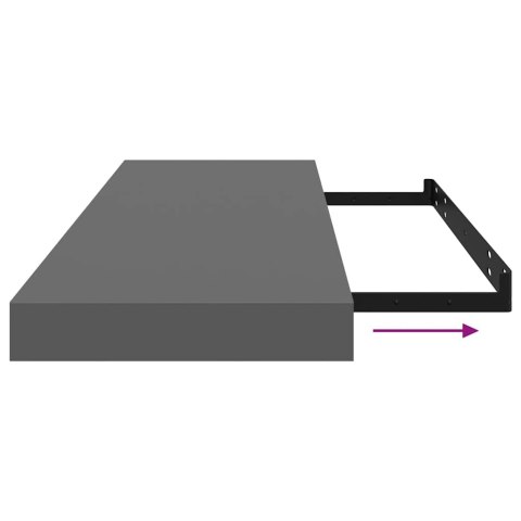 PÓŁKI ŚCIENNE 4 SZT POŁYSK SZARE 80X23,5X3,8CM