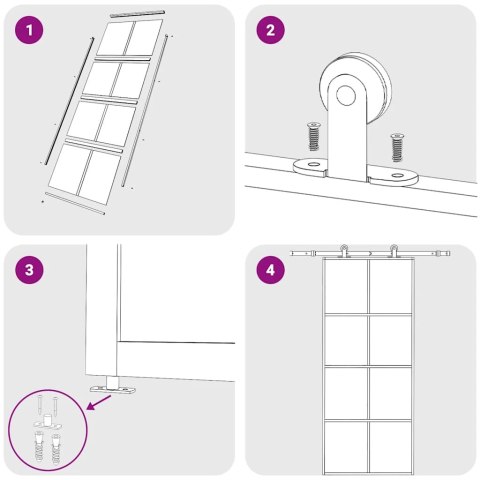 VidaXL Drzwi przesuwne, szkło ESG i aluminium, 90x205 cm, białe