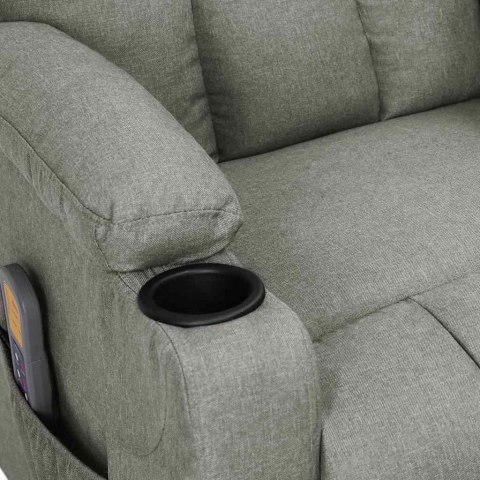 ELEKTRYCZNY FOTEL MASUJĄCY JASNOSZARY TKANINA