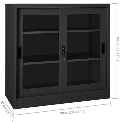 SZAFKA Z DRZWICZKAMI PRZESUWNYMI ANTRACYT 90X40X90CM STAL