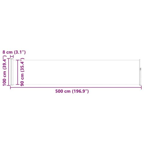 WYSUWANA MARKIZA BOCZNA NA TARAS 100X500CM BRĄZOWA