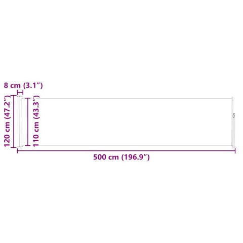 WYSUWANA MARKIZA BOCZNA NA TARAS 120X 500CM KREMOWA