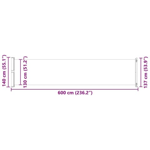 WYSUWANA MARKIZA BOCZNA NA TARAS 140X600CM CZARNA