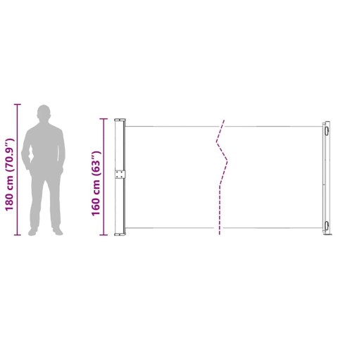 WYSUWANA MARKIZA BOCZNA NA TARAS 600X 160CM SZARA