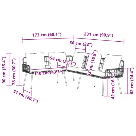 VidaXL Sofa z poduszką Brązowy 61.5 x 123 x 82cm Metal