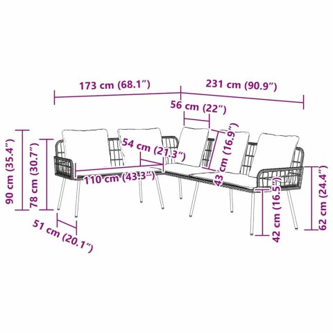VidaXL Sofa z poduszką Szary 61.5 x 123 x 82cm Metal
