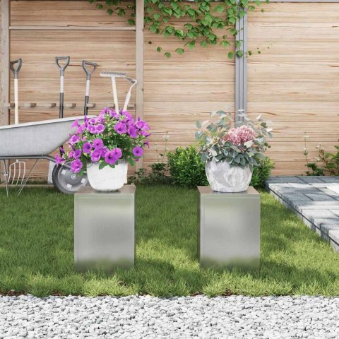 VidaXL Stojak na rośliny 2 pcs Srebrny 24 x 24 x 35 cm