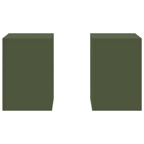 STOJAK NA ROŚLINY 2 SZT OLIWKOWY 24X24X35CM STAL