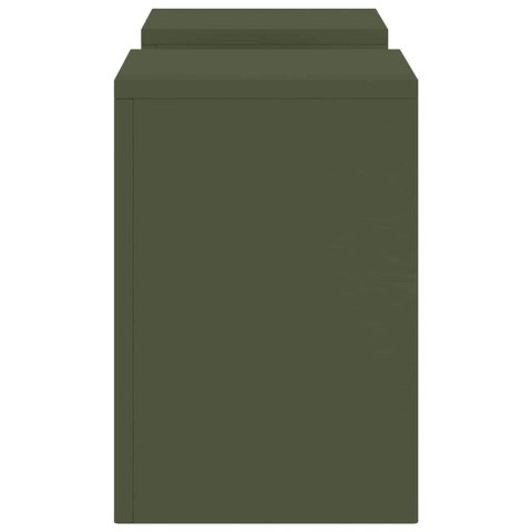 STOJAK NA ROŚLINY 2 SZT OLIWKOWY 24X24X35CM STAL