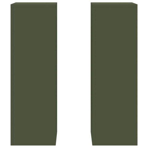 VidaXL Stojak na rośliny 2 pcs oliwkowy 24 x 24 x 75 cm Stal