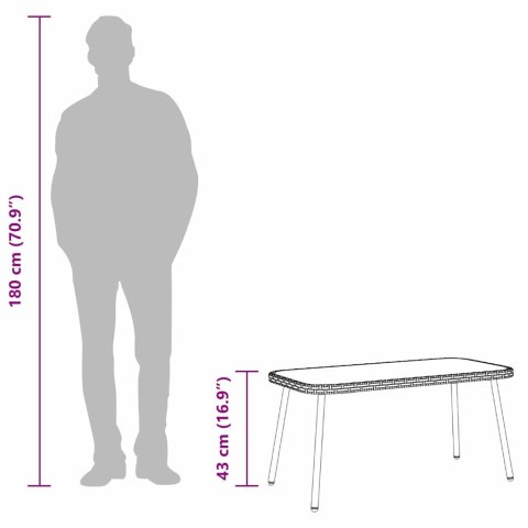 VidaXL Stolik kawowy Czarny 90 x 45 x 43 cm Polirattan i szkło
