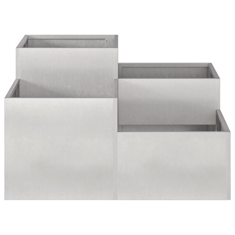 DONICZKA OGRODOWA SREBRNY 100X100X48CM STAL NIERDZEWNA