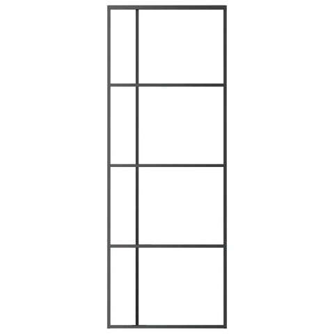 VidaXL Drzwi przesuwne, szkło ESG i aluminium, 76x205 cm, czarne