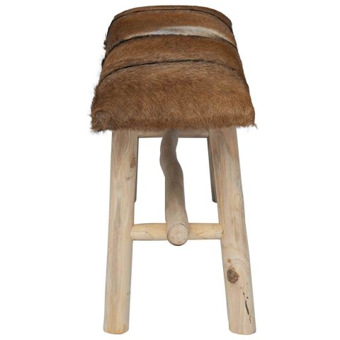 VidaXL Ławka z koziej skóry tekowej