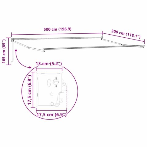 VidaXL Markiza Biały 5 x 3 m Metal