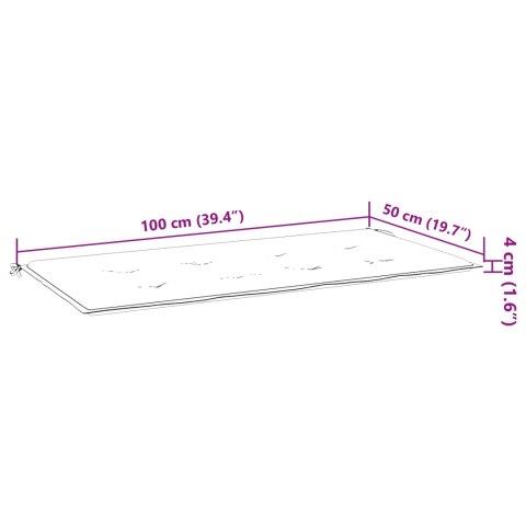 PODUSZKA NA ŁAWKĘ OGRODOWĄ KWIATOWY ZIELONY 100X50X4CM